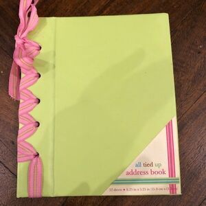 NWT Green and pink lace up address book